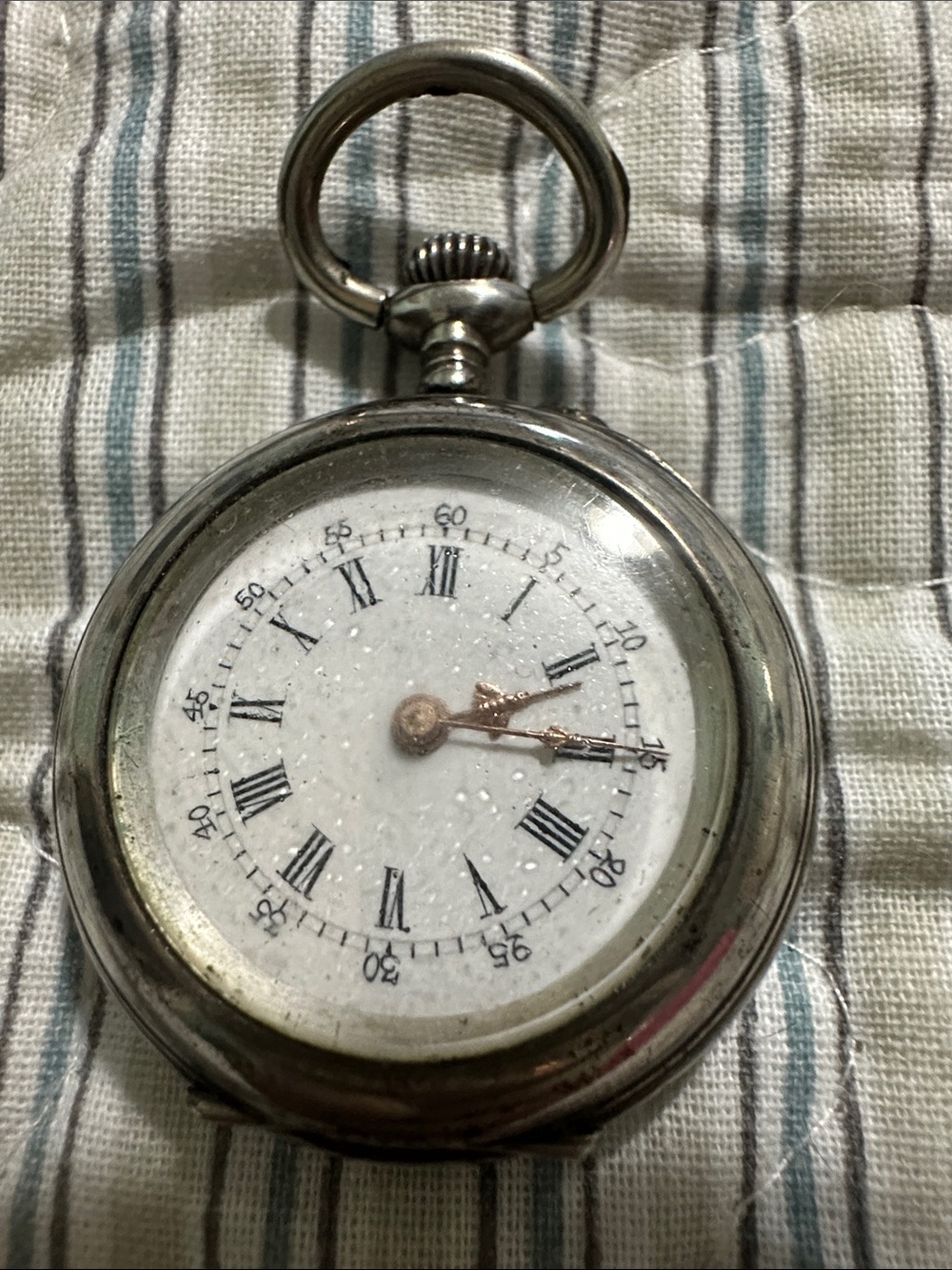Vintage Silver Pocket Watch with Roman Dial